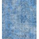 Blue Handmade Vintage Overdyed Turkish Carpet